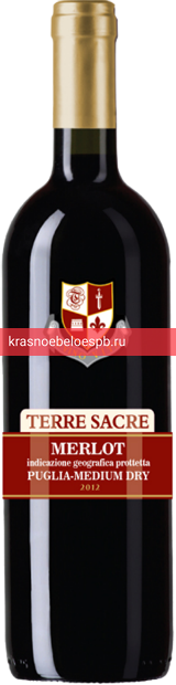 Вино Terre Sacre Merlot Puglia сухое красное 0.75 л
